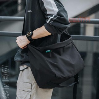 免運🔥日系防潑水帆布包男 ins大容量斜揹包 可放14寸筆電 工裝風包 學生休閒兩用包百搭 黑暗風郵差包單肩斜挎日系斜