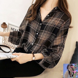 唯依·薄外套大碼女生 夏天外套大碼防曬外套格子襯衫女 夏季新款設計感小眾襯衣洋氣韓版復古港味長袖上衣雪紡