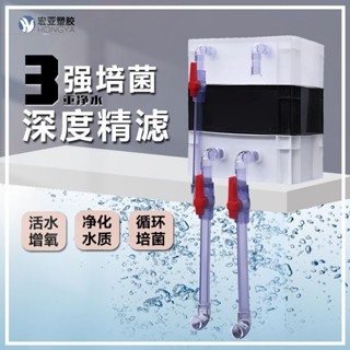 新品特惠#黑白色diy魚缸周轉箱 透明管件過濾迴圈增氧凈水系統 上置滴流盒