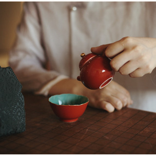 故宮紅 納福小品壺 一人飲茶 茶壺 個人杯 收納袋 2025 新茶具 手工陶瓷