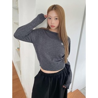 Codibook｜韓國 muahmuah 素色圓領長袖針織上衣［預購］針織衫 T恤 女裝