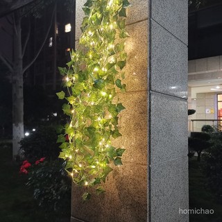『叄曦燈飾』太陽能藤條燈LED模擬綠葉藤條燈銅線燈楓葉常青藤燈