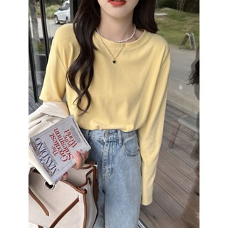 LW湯圓女裝-春秋冬長袖T恤女小眾ins德絨內搭純色百搭寬鬆上衣cxt