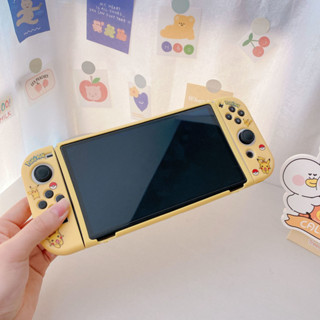 任天堂switch三隻比卡丘 黃色保護殼適用於oled TPU彩繪保護套