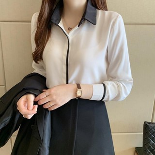 ✨U家女裝✨大尺碼襯衫 雪紡襯衫上衣 長袖襯衫女 休閒襯衫 免燙襯衫 時尚洋氣白色正裝襯衫女長袖雪紡職業襯衣氣質上衣