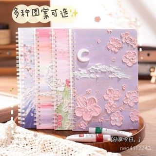 🈶A5綫圈本 ins油畫風 小學生筆記本 兒童禮物筆記本 加厚活頁本 清新本子 大學生記事本 日記本新品熱賣👍創意ins