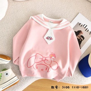 女童長袖 女童衣服 百搭 休閒上衣女童 上衣秋季新款特惠女童秋款海軍領衛衣女寶寶圓領卡通上衣小女孩小可愛長袖