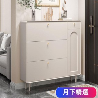 免運【熱銷】可開發票2023新款超薄鞋櫃奶油風玄關櫃門後超薄收納櫃鞋架法式鞋櫃帶抽屜YX01