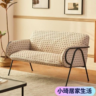 【新品】北歐複古花佈藝沙發椅現代小戶型臥室客廳公寓出租房組閤雙人沙發XQJX