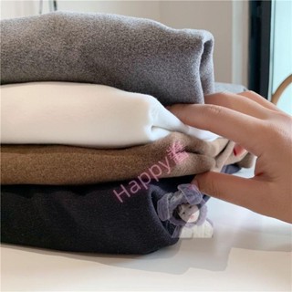 Happy醬加絨加厚雙面德絨半高領打底衫女秋冬保暖T恤內搭磨毛長袖上衣潮