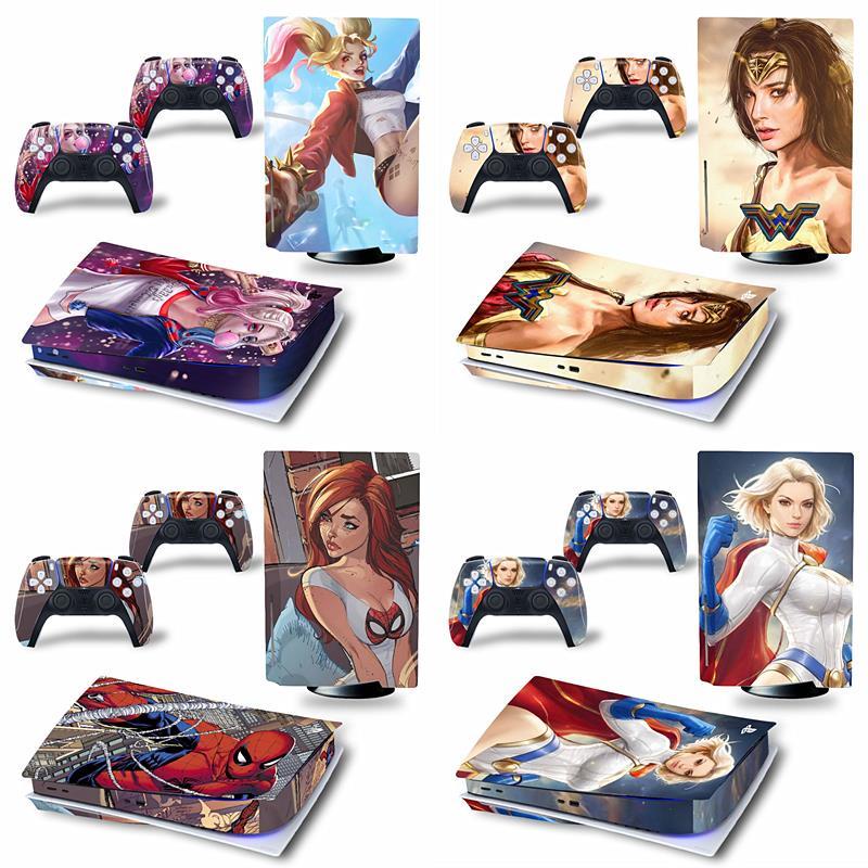 ps5貼紙 痛貼 PS5遊戲機貼紙貼膜 女超人 小醜女 神奇女俠 ps5主機貼手柄貼防颳 IJHA