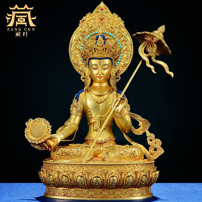 大促#藏村大白傘蓋佛母銅像家居桌面銅全鎏金雕花佛像藏族佛像工藝擺件