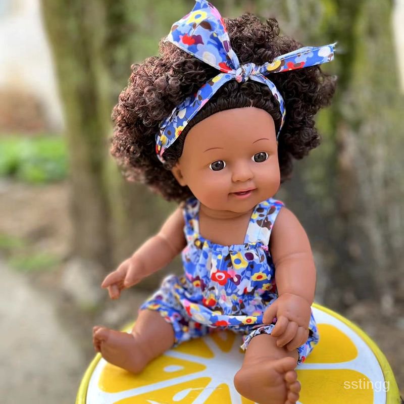 【蝦皮最低價】28釐米非洲黑人洋娃娃搪膠娃娃仿真娃娃逼真小女孩醜娃娃兒童玩具