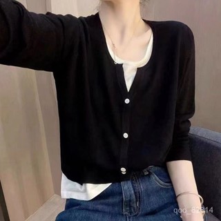 大碼女裝 拚接假兩件 長袖女 秋季寬鬆顯瘦氣質百搭上衣 KQU7