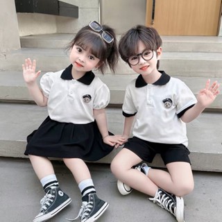 MOMOKO 幼兒園園服夏季姐弟裝套裝兒童班服短袖畢業照六一錶演服裝兩件套