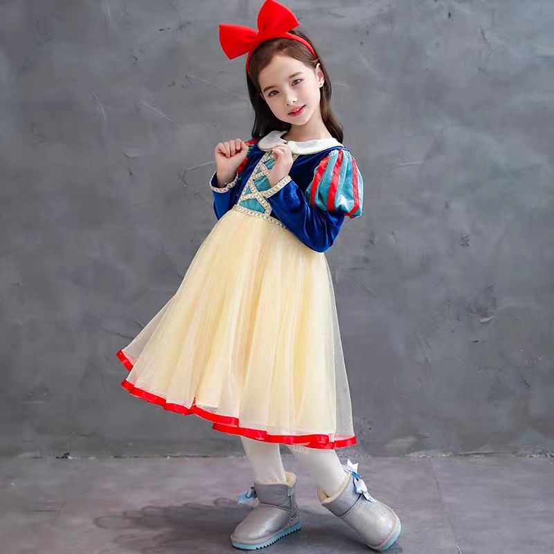 【FAIRY】 白雪公主裙女童連衣裙迪士尼冰雪奇緣愛莎裙子新款圣誕節兒童服裝