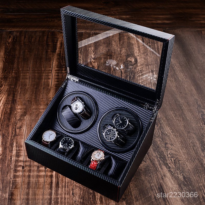 碳縴維 手錶盒 收納盒 自動 轉動放置器 搖擺晃錶器 轉錶器
