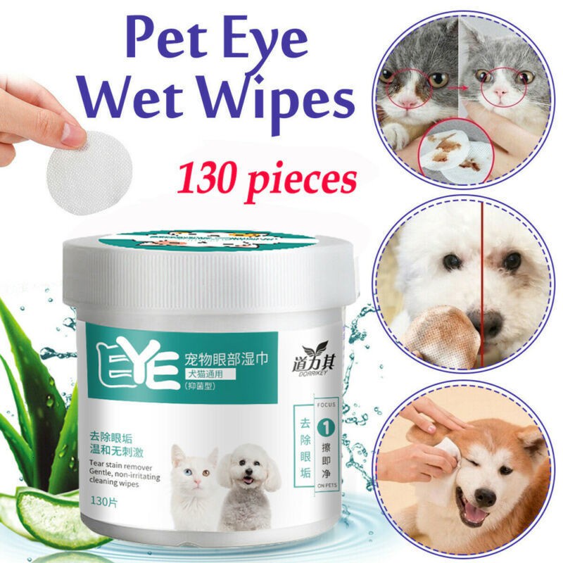 130Pcs Pet Eye Wet Wipes Dog Cat Pet Cleaning Wipes Grooming