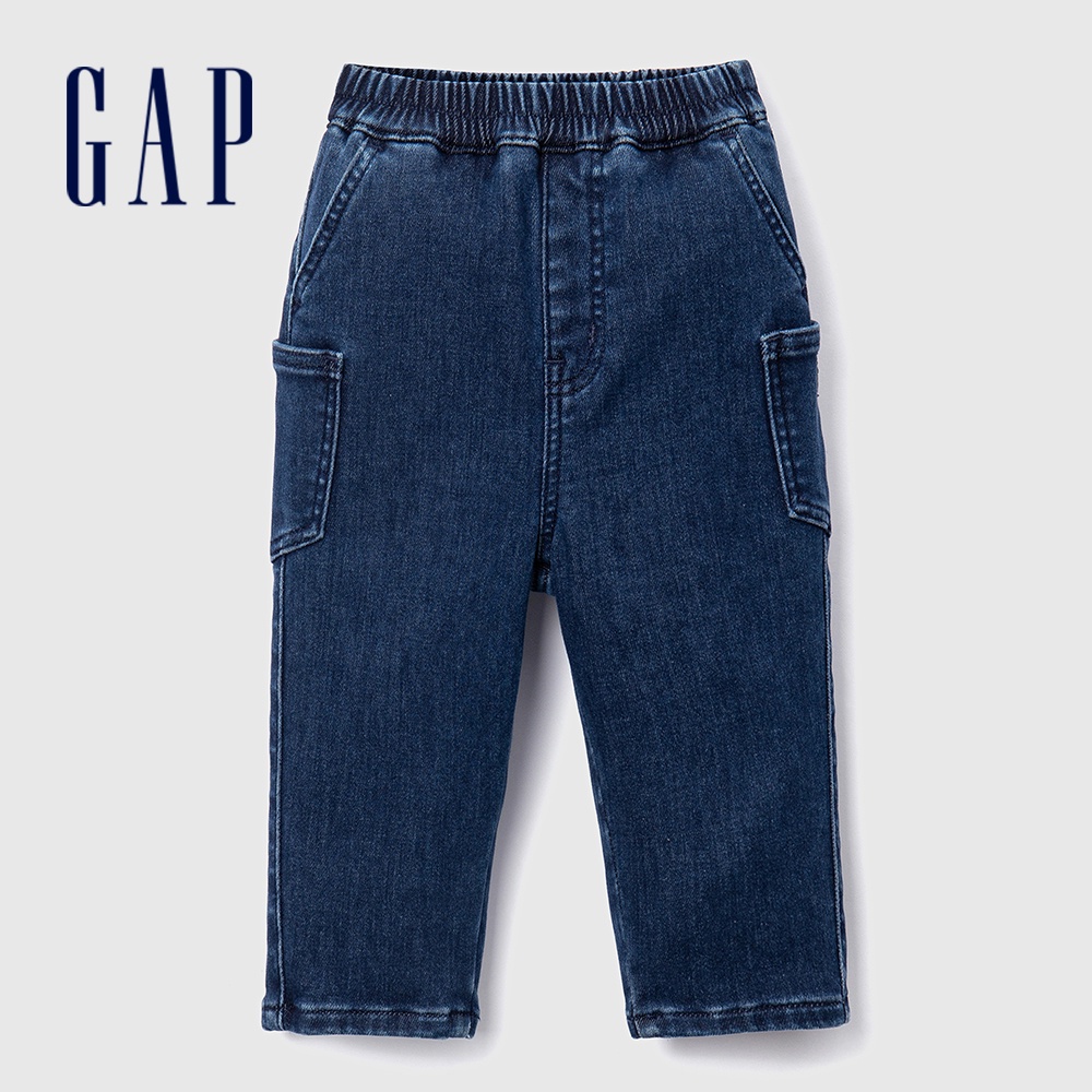Gap 男幼童裝 鬆緊寬鬆牛仔褲-深藍色(784998)