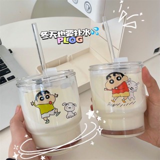 【優質】可愛杯子 玻璃吸管杯 透明玻璃水杯 雙飲玻璃隨行杯 早餐杯 果汁杯 牛奶杯 咖啡杯 環保杯 生日禮物