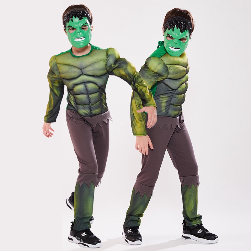 💖爆款萬聖節💖萬聖節 兒童服裝 cosplay 演出 復仇者聯盟 肌肉服 浩克 綠巨人 衣服套裝