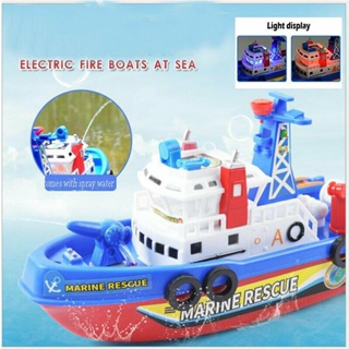 LED Baby Toddler Bath Boat Toy Rescue Squirt Rides In Water