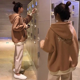 GALA衣櫥 單件/套裝女秋冬季韓版寬鬆休閒學生運動加絨假兩件衛衣哈倫褲