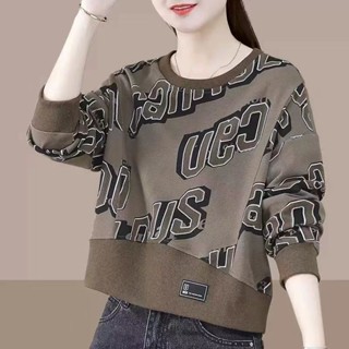 SY大尺碼衛衣短板長袖上衣棉質寬鬆衛衣女秋季新款時尚百搭小個子衛衣寬鬆短款高腰圓領長袖上衣潮