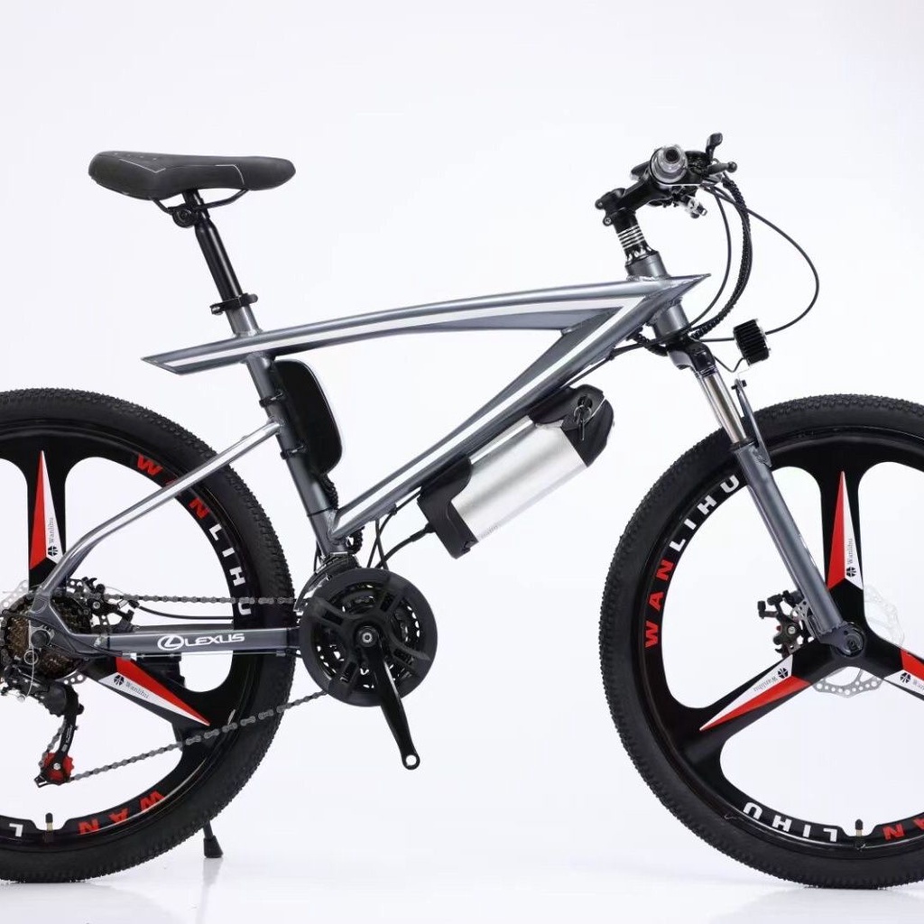 【特價優惠】鋰電助力山地車少年變速網紅電動自行車可充電雙碟剎變速自行車