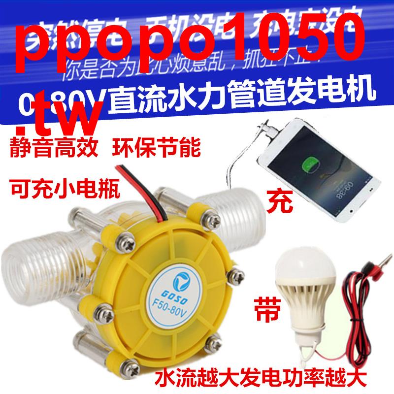 wQw80V水力發電機 直流發電機小型水流DIY試驗發電機管道式微型電機