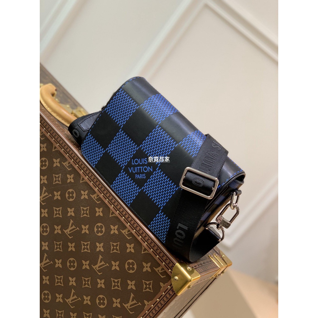 二手Louis Vuitton LV Studio 郵差包 N50037 黑藍格