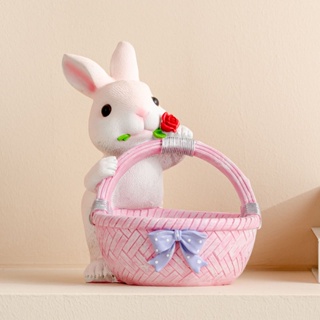 【HONG YANG】奶油風可愛兔子擺件玄關鑰匙家居大號收納客廳桌面裝飾品喬遷禮物