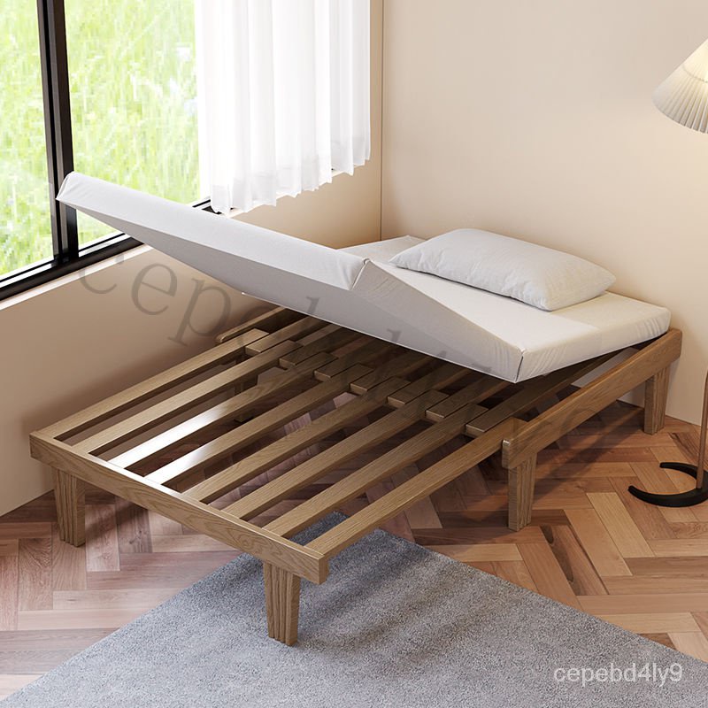 【附發票】實木90cm寬伸縮床單人床無床頭1米2小戶型可折疊床架沙髮床抽拉床