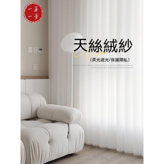 【一簾一景】天絲絨窗簾透光不透人白紗紗簾北歐簡約隔斷櫥窗輕奢夢幻雪紡窗紗