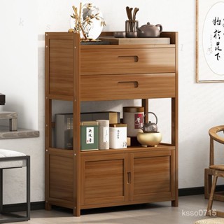 【免運#破損補發】客廳餐邊櫃廚房實木置物架茶水櫃碗櫃多功能客廳帶抽微波爐架酒櫃 JV4E