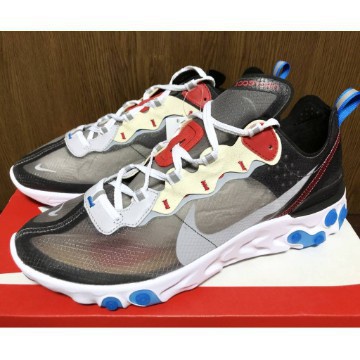 NIKE REACT ELEMENT 87 白 藍 透明 慢跑鞋 AQ1090-003