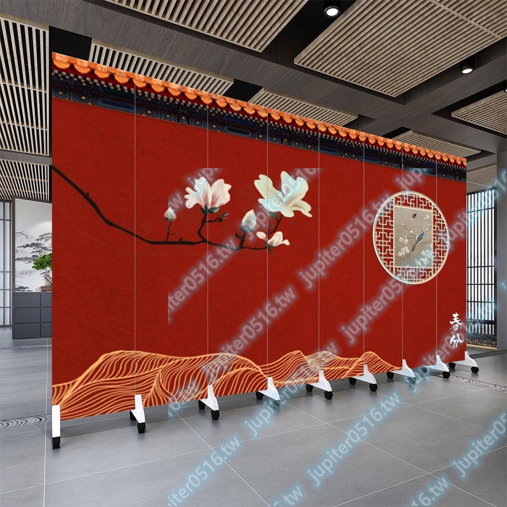 中式故宮紅色屏風餐廳漢服拍照隔斷墻婚紗店中國風古風折疊折屏遙遙領先tgp