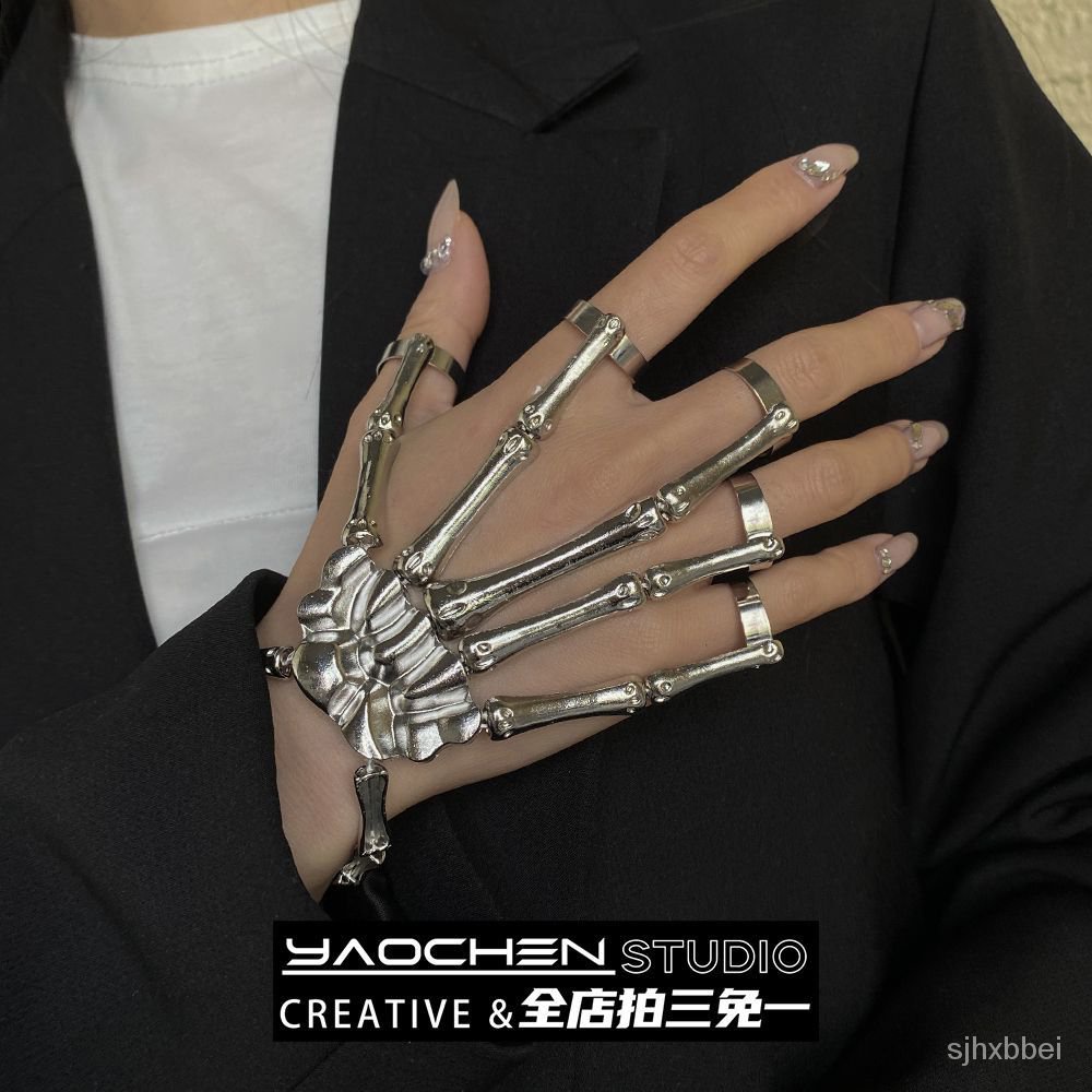 &lt;拼全台灣最低價！&gt;誇張個性骷髏骨架外骨骼手鏈手套可靈活活動關節可調節男女配飾潮