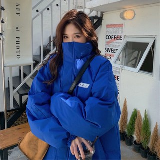 【Wik】冬天外套 羽絨外套 羽絨衣 羽絨服 棉服 棉襖 剋萊因藍羽絨棉服女冬季韓版寬鬆反季棉襖設計感小眾棉衣外套