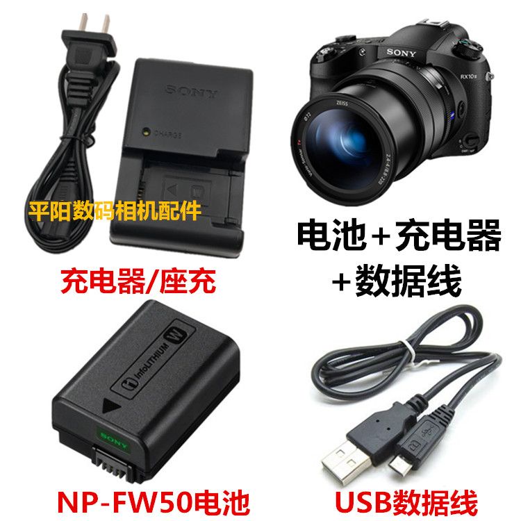 【檳林數碼】索尼大黑卡DSC-RX10 RX10M3 RX10M4相機NP-FW50電池充電器+數據線