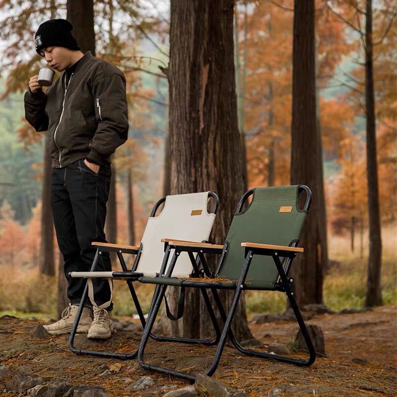露營椅  戶外椅 折疊椅 山之客戶外露營折疊椅軍綠色剋米特椅便攜式輕量露營野餐躺椅鐵管