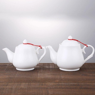現貨 泡茶器茶壺功夫茶具白瓷茶壺 陶瓷茶壺大容量純白色泡茶茶具水壺大小號過濾壺