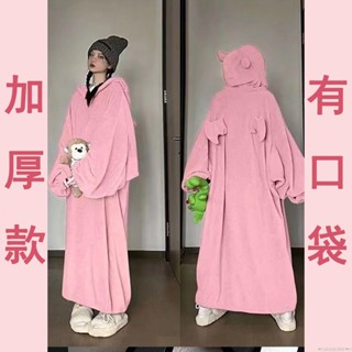 【限時免運】超大號情侶睡衣秋冬季學生可愛法蘭絨加厚冬天睡袍連帽惡魔小睡衣可愛連體睡衣 珊瑚絨睡衣 居家服