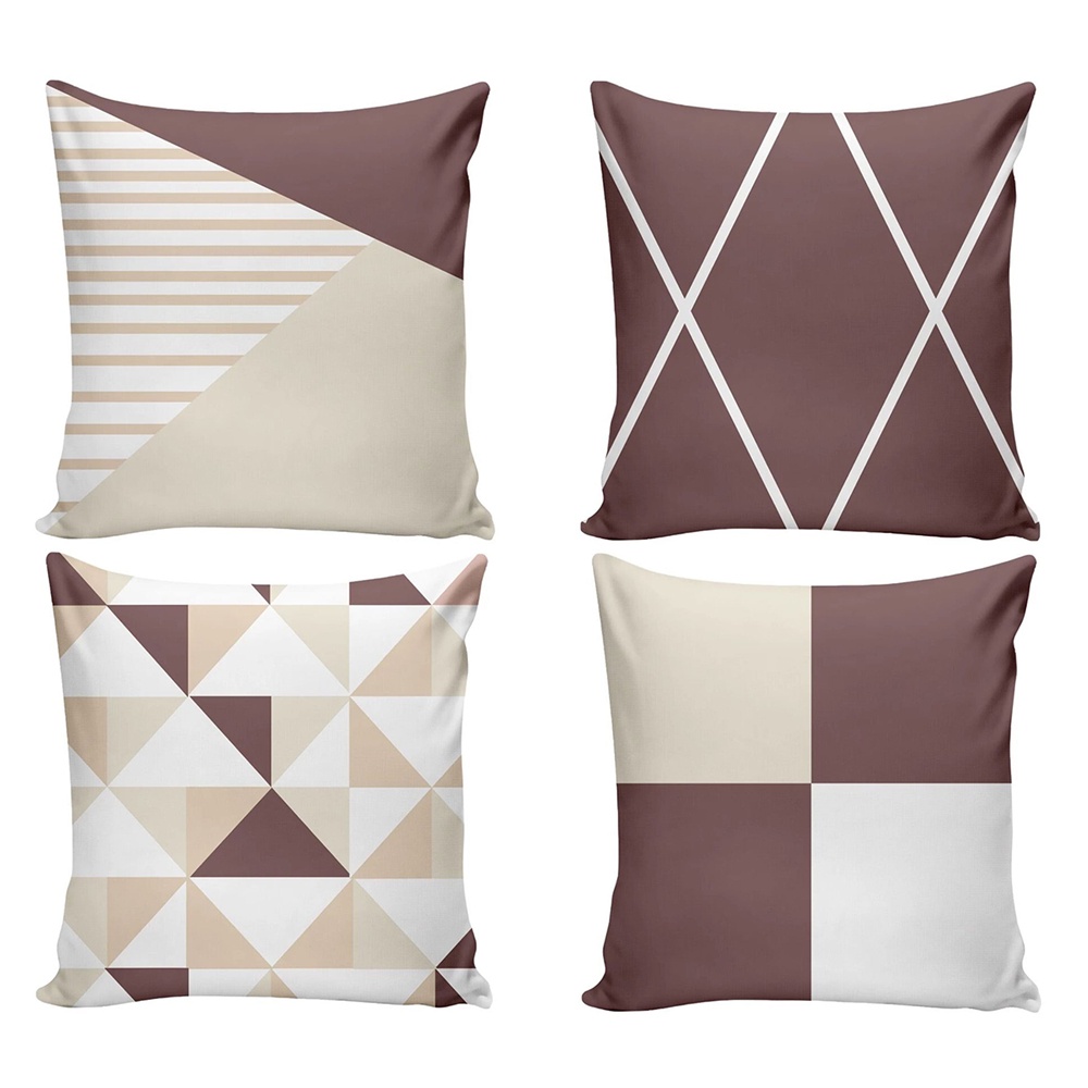 咖啡米色幾何靠墊套 70x70.60x60.50x50.45x45.40x40.家居裝飾方形沙發床上用品枕套枕套。