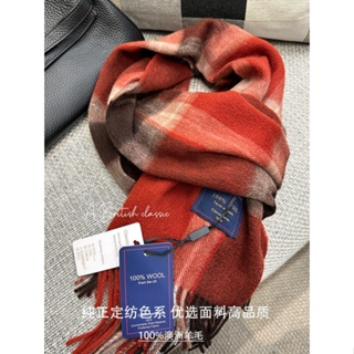 英國經典100%澳洲羊毛格子紅色圍巾男女通用情侶款秋冬季保暖圍脖