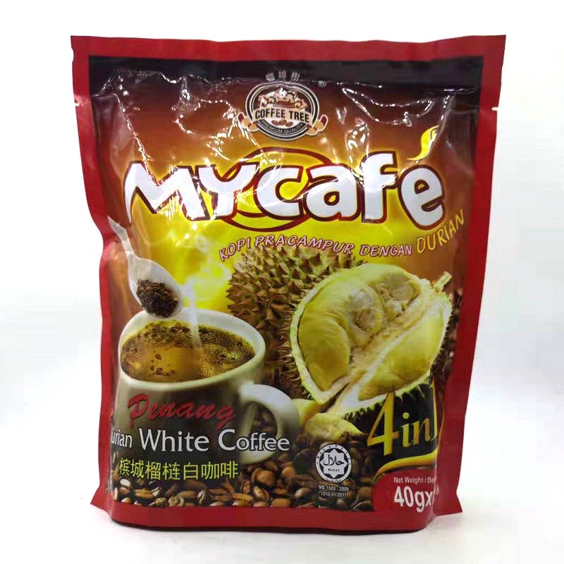 馬來西亞咖啡樹檳城炭燒榴蓮白咖啡速溶進口四合一