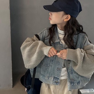 MOMOKO 兒童童裝 牛仔外套 波拉bora韓國童裝女童牛仔衣洋氣時尚2024兒童秋裝外套男童中大童