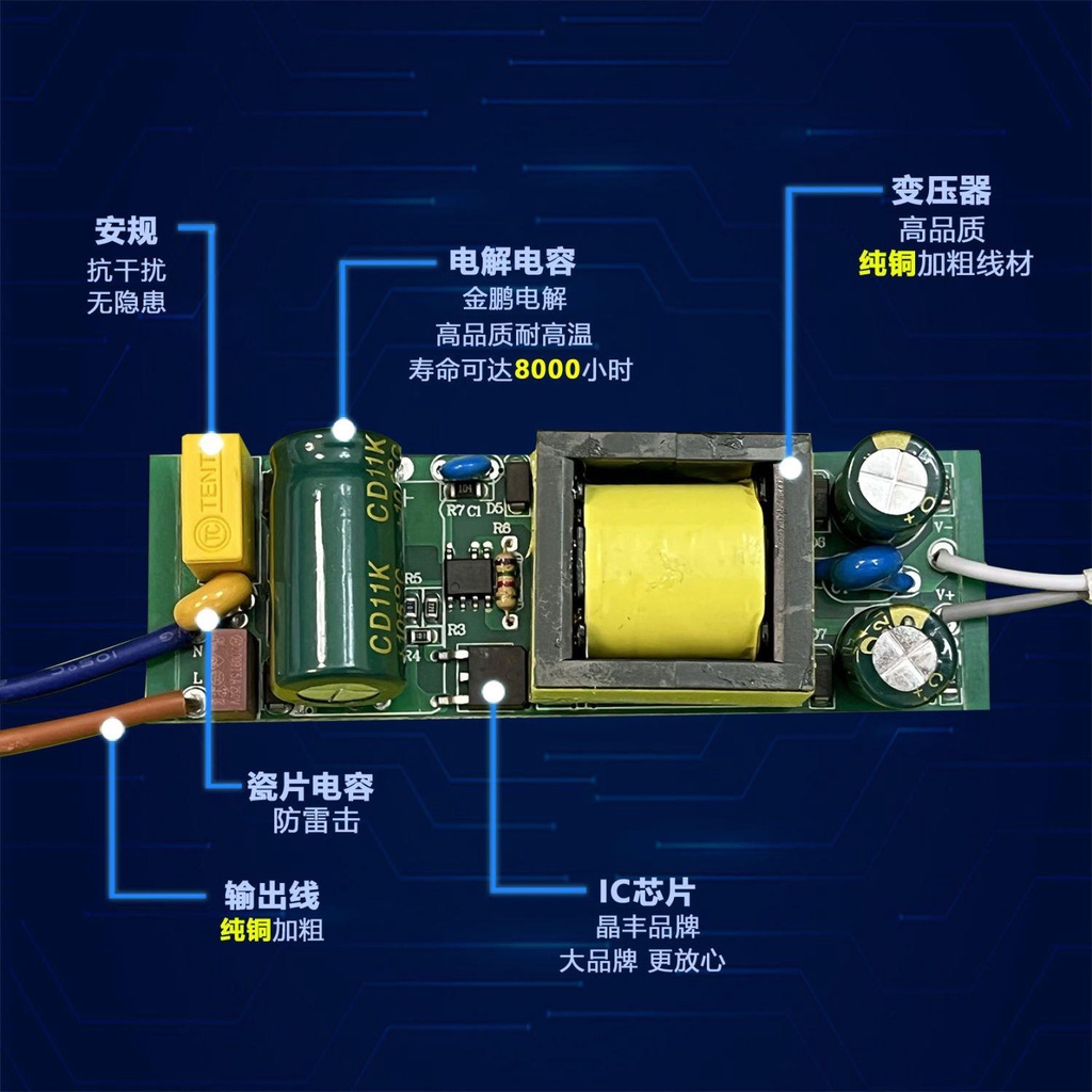 LED驅動器單色電源隔離寬壓恆流整流器吸頂燈面板的通用鎮流器