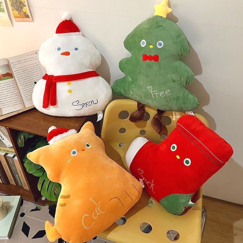 可愛聖誕樹抱枕麋鹿公仔雪人玩偶毛絨玩具兒童聖誕節擺件裝飾禮物 玩偶 公仔 聖誕公仔 公仔 玩具