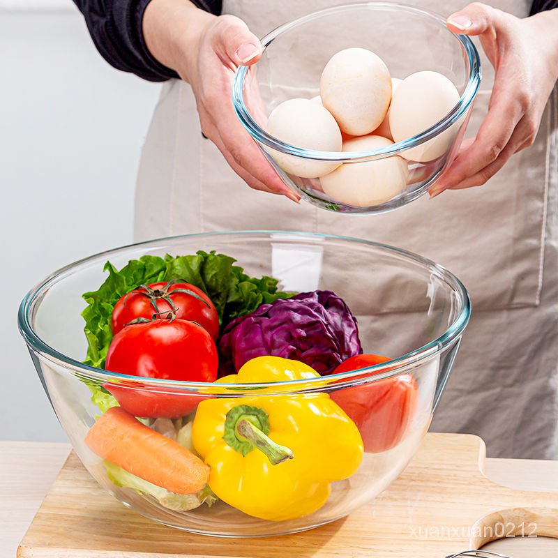🔥優選🔥透明玻璃碗傢用沙拉碗大號微波爐烤箱烘焙專用耐熱高溫打蛋和麵盆